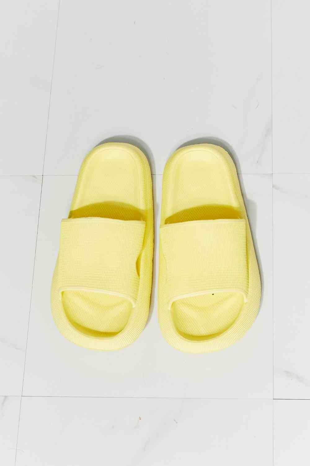 MMShoes Arms Around Me Open Toe Slide in Yellow - shoes - Canary Yellow - Bella Bourget