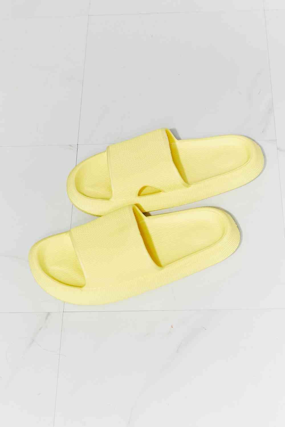 MMShoes Arms Around Me Open Toe Slide in Yellow - shoes - Canary Yellow - Bella Bourget