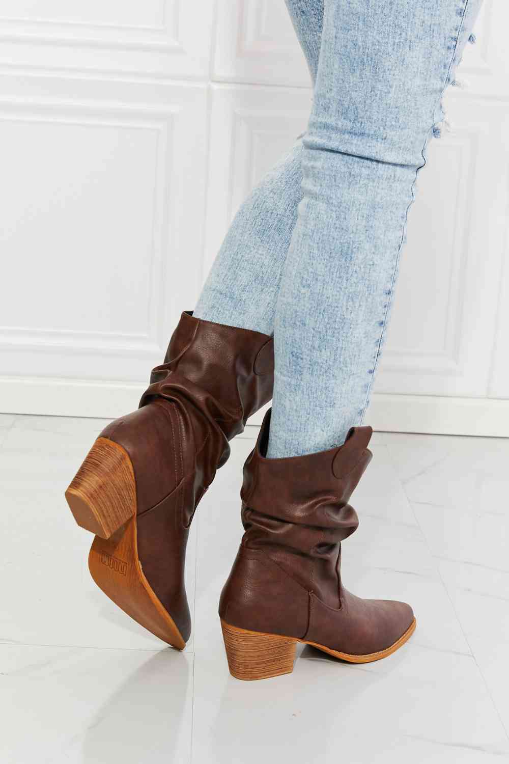 MMShoes Better in Texas Scrunch Cowboy Boots in Brown - shoes - Burnt Umber - Bella Bourget