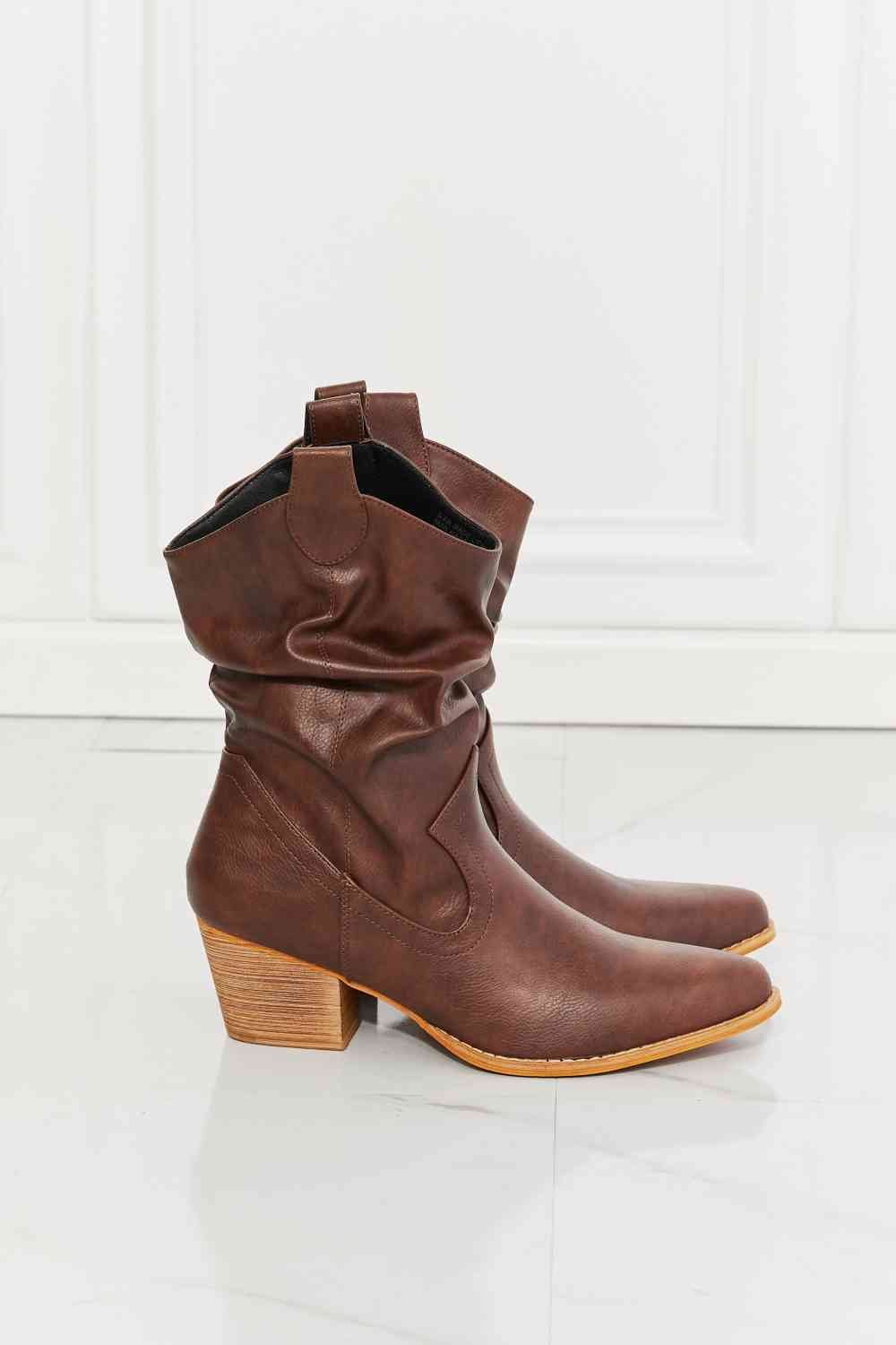 MMShoes Better in Texas Scrunch Cowboy Boots in Brown - shoes - Burnt Umber - Bella Bourget