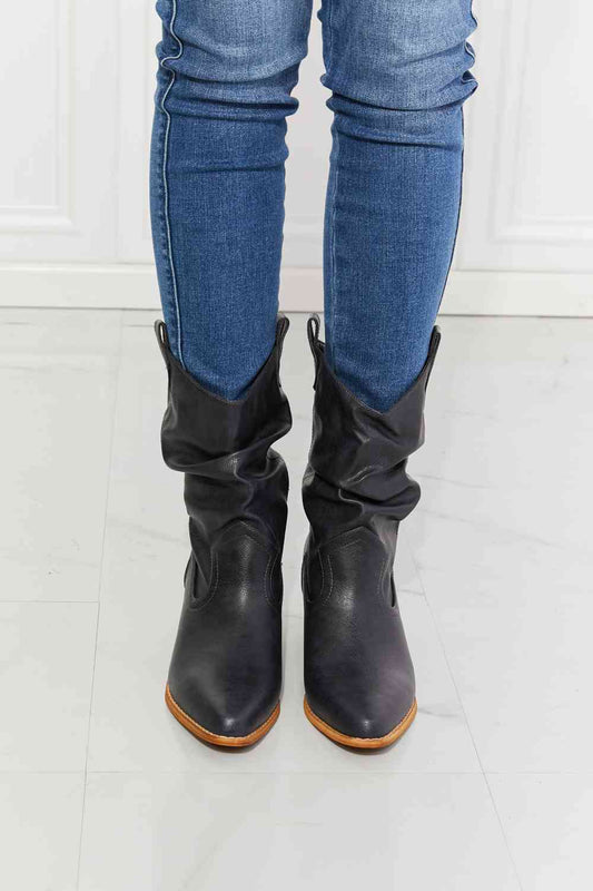 MMShoes Better in Texas Scrunch Cowboy Boots in Navy - shoes - Navy - Bella Bourget