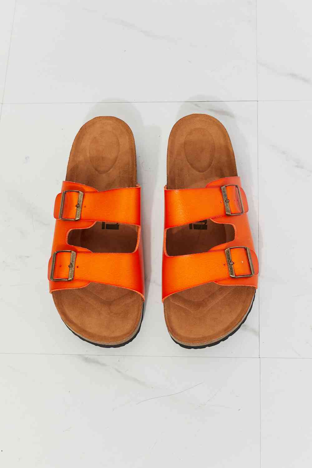 MMShoes Feeling Alive Double Banded Slide Sandals in Orange - shoes - Orange - Bella Bourget