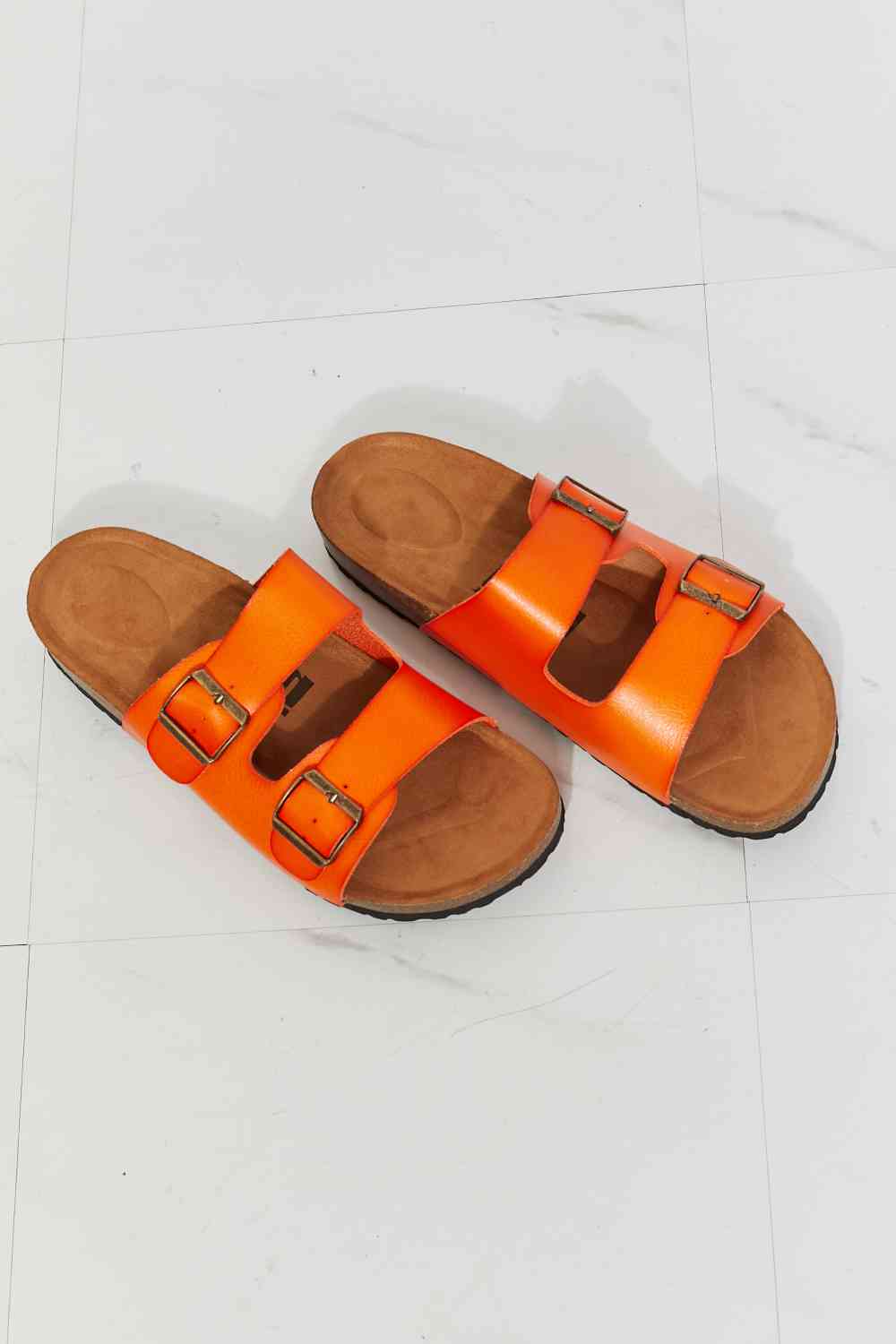 MMShoes Feeling Alive Double Banded Slide Sandals in Orange - shoes - Orange - Bella Bourget