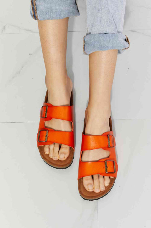 MMShoes Feeling Alive Double Banded Slide Sandals in Orange - shoes - Orange - Bella Bourget