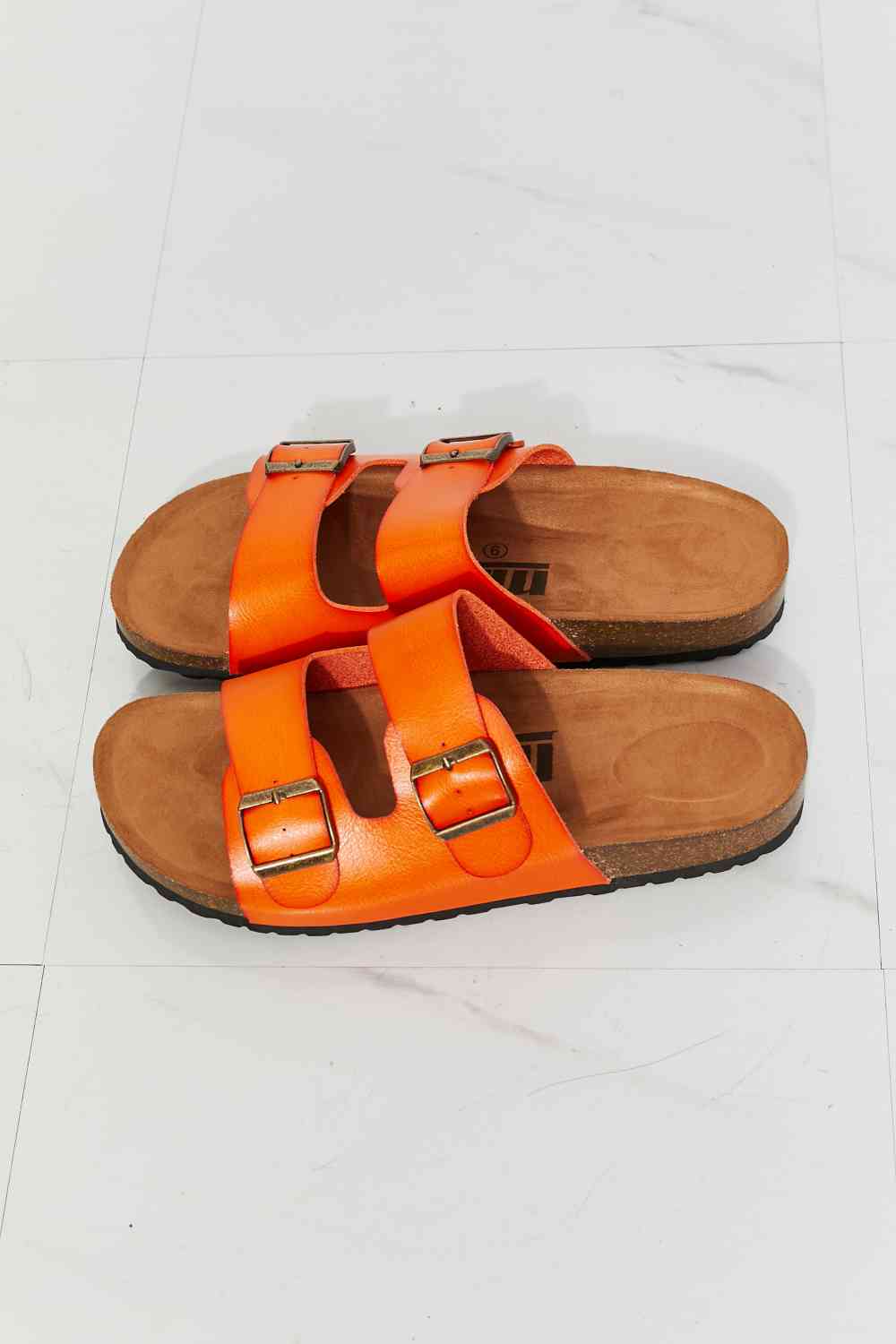 MMShoes Feeling Alive Double Banded Slide Sandals in Orange - shoes - Orange - Bella Bourget