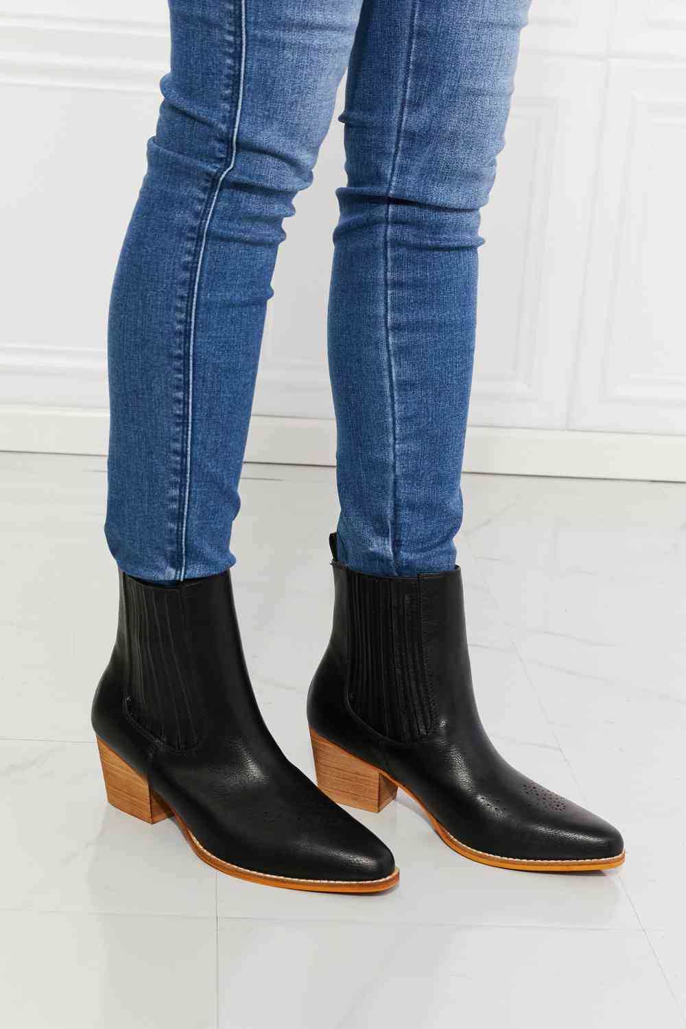 MMShoes Love the Journey Stacked Heel Chelsea Boot in Black - shoes - Black - Bella Bourget