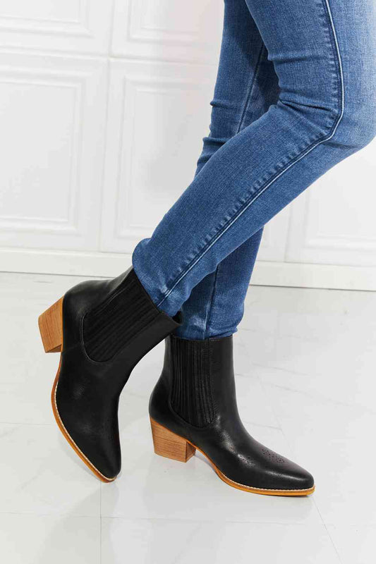 MMShoes Love the Journey Stacked Heel Chelsea Boot in Black - shoes - Black - Bella Bourget