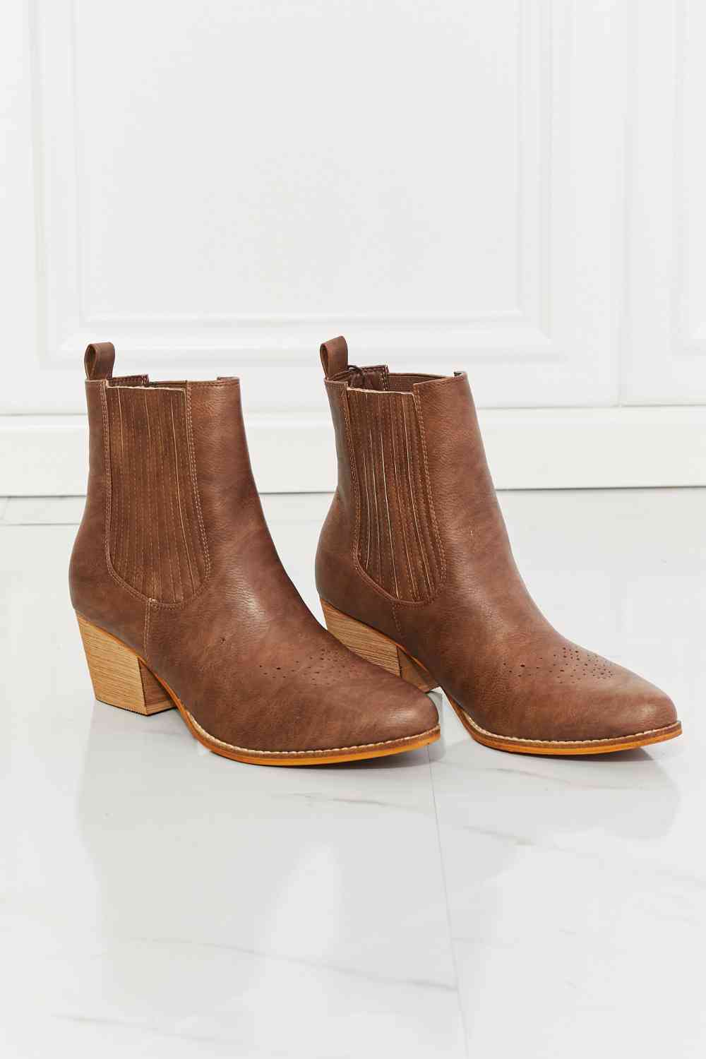 MMShoes Love the Journey Stacked Heel Chelsea Boot in Chestnut - shoes - Chestnut - Bella Bourget