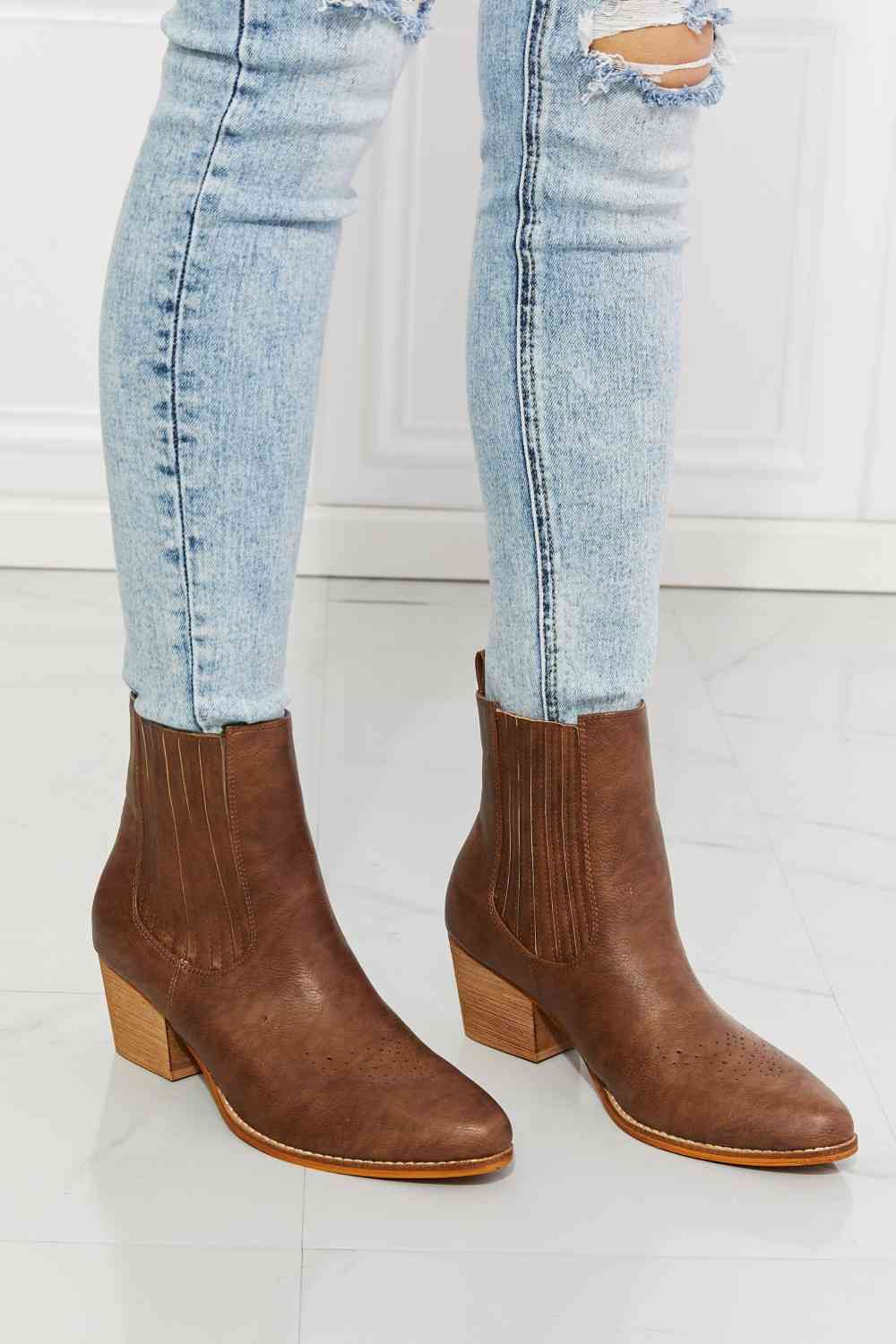 MMShoes Love the Journey Stacked Heel Chelsea Boot in Chestnut - shoes - Chestnut - Bella Bourget