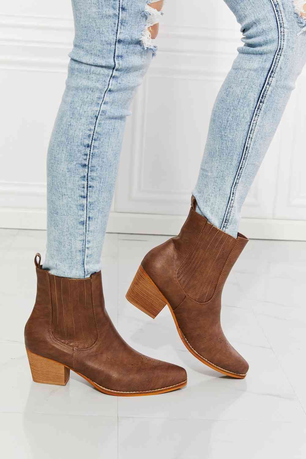 MMShoes Love the Journey Stacked Heel Chelsea Boot in Chestnut - shoes - Chestnut - Bella Bourget