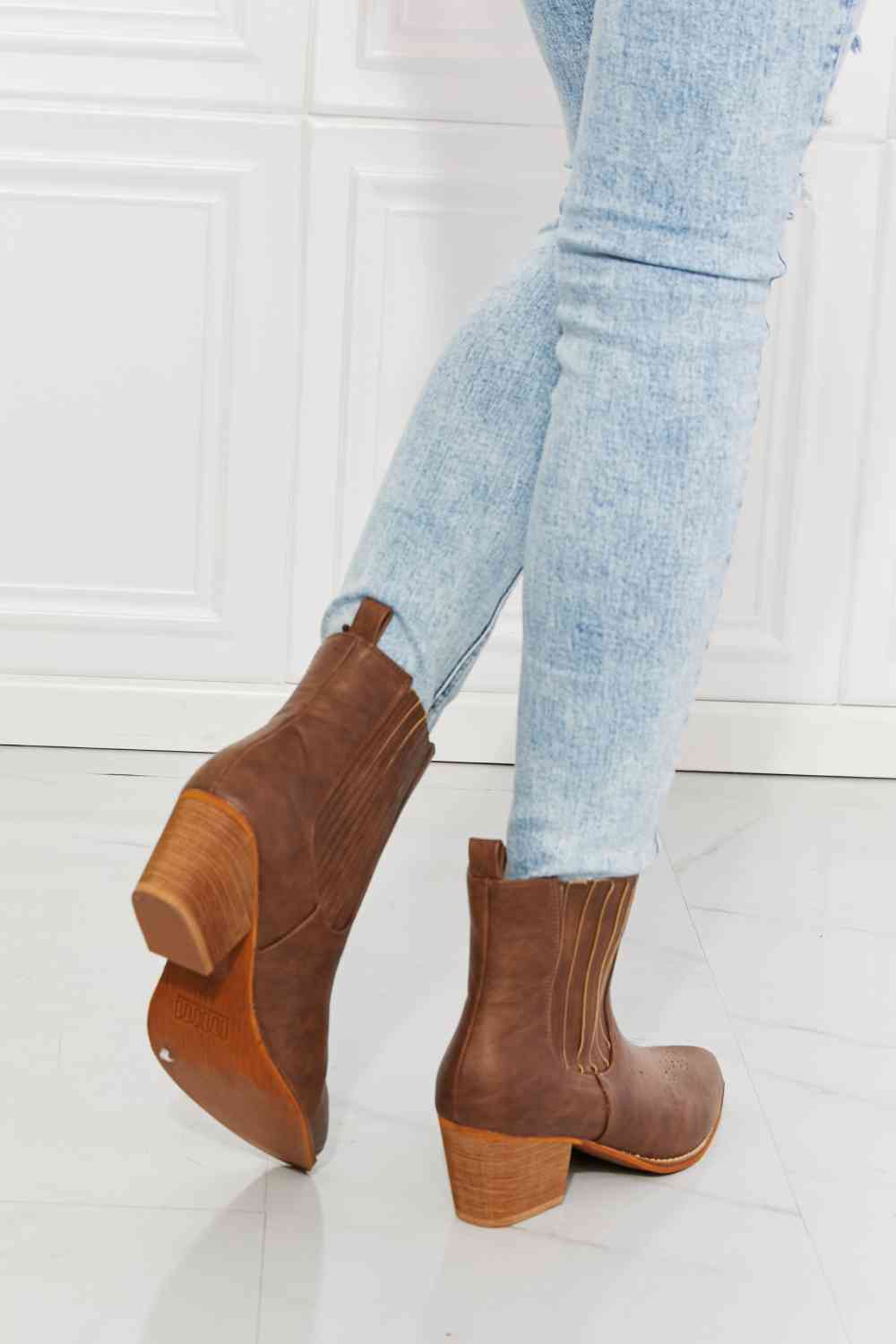 MMShoes Love the Journey Stacked Heel Chelsea Boot in Chestnut - shoes - Chestnut - Bella Bourget