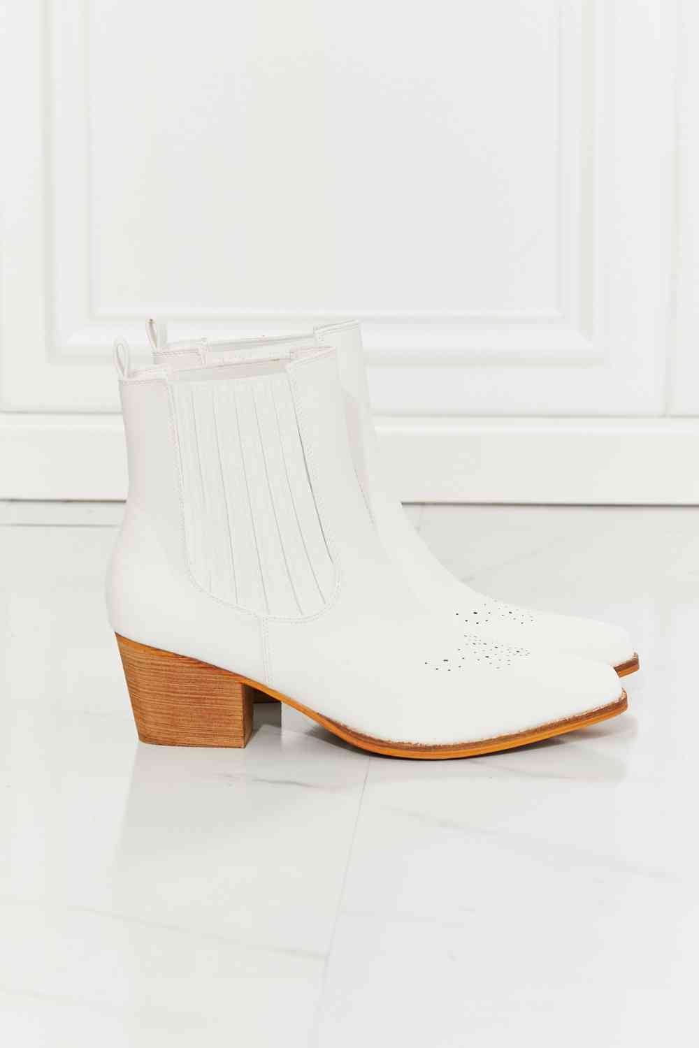 MMShoes Love the Journey Stacked Heel Chelsea Boot in White - shoes - White - Bella Bourget