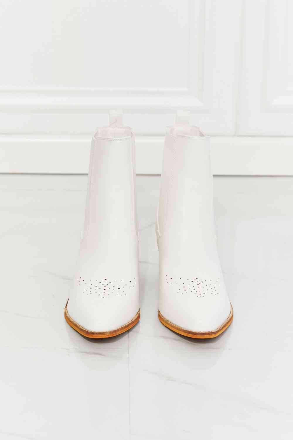 MMShoes Love the Journey Stacked Heel Chelsea Boot in White - shoes - White - Bella Bourget