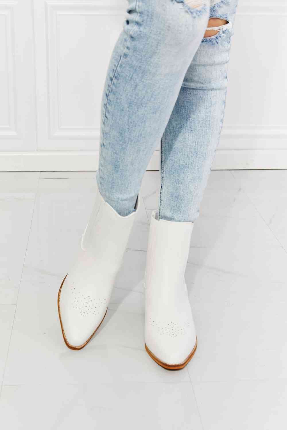 MMShoes Love the Journey Stacked Heel Chelsea Boot in White - shoes - White - Bella Bourget