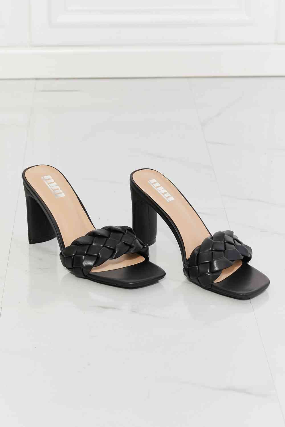 MMShoes Top of the World Braided Block Heel Sandals in Black - shoes - Black - Bella Bourget