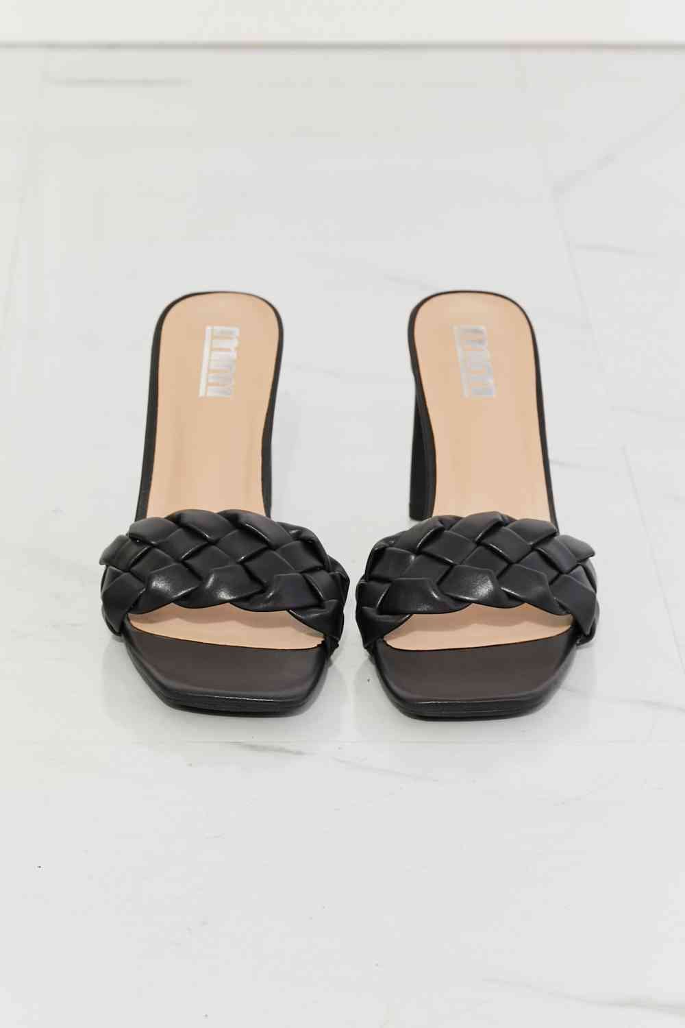 MMShoes Top of the World Braided Block Heel Sandals in Black - shoes - Black - Bella Bourget