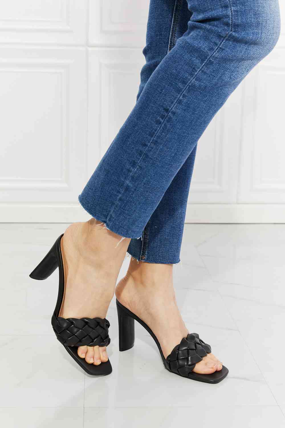 MMShoes Top of the World Braided Block Heel Sandals in Black - shoes - Black - Bella Bourget