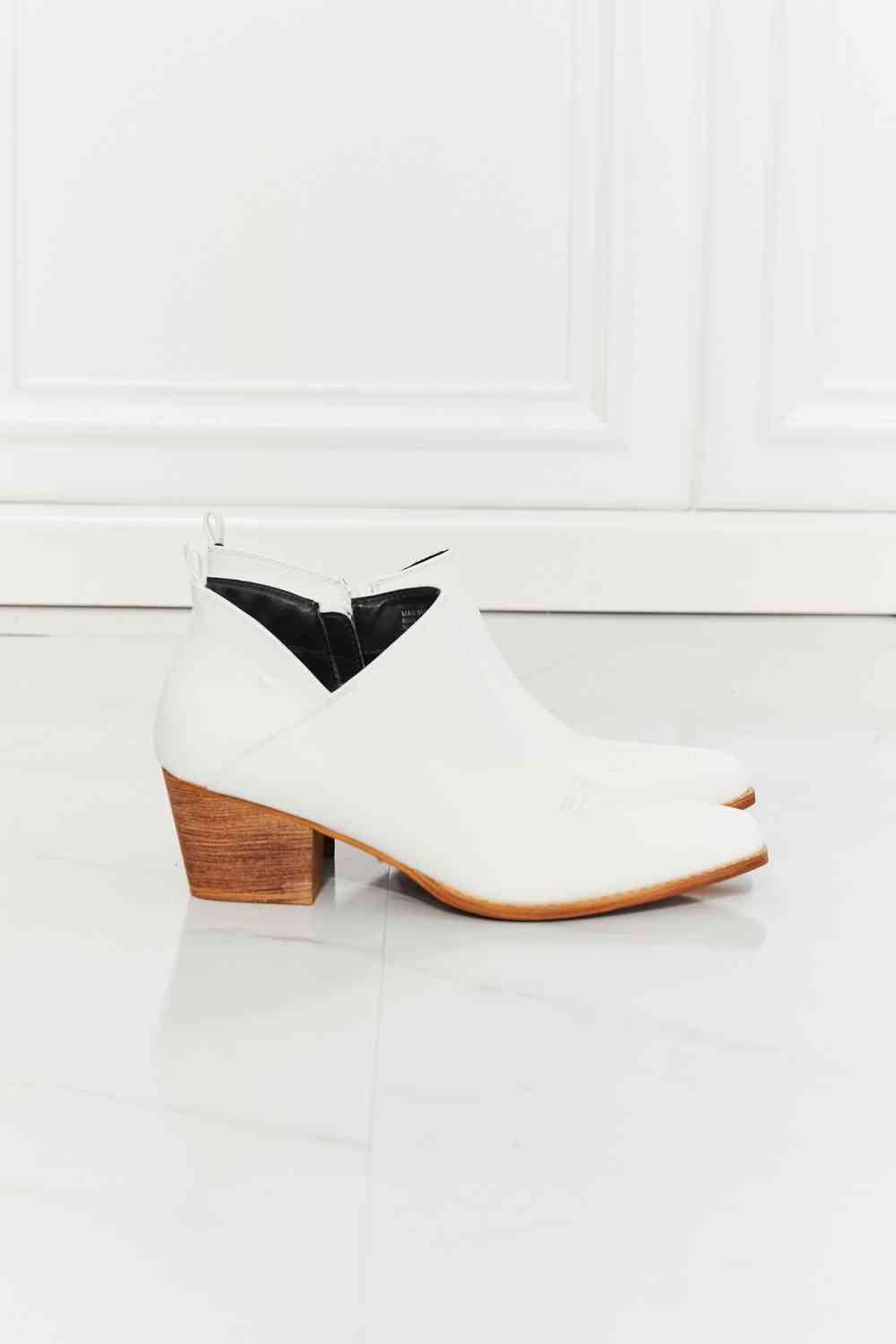 MMShoes Trust Yourself Embroidered Crossover Cowboy Bootie in White - shoes - White - Bella Bourget