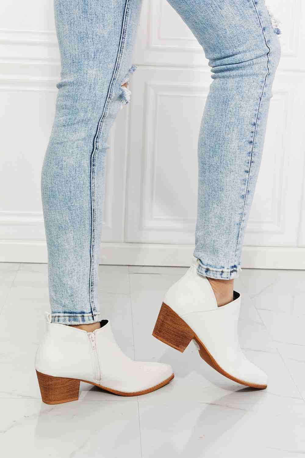 MMShoes Trust Yourself Embroidered Crossover Cowboy Bootie in White - shoes - White - Bella Bourget