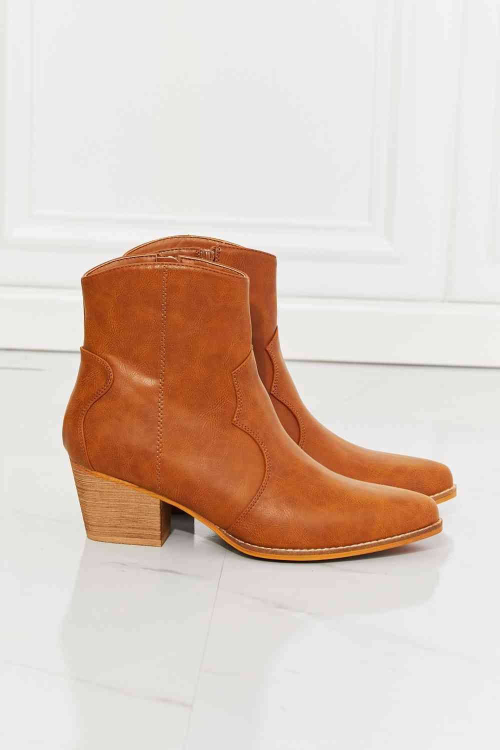 MMShoes Watertower Town Faux Leather Western Ankle Boots in Ochre - shoes - Ochre - Bella Bourget