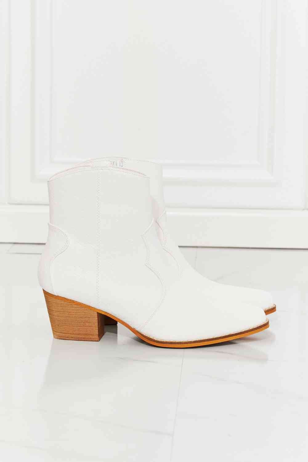 MMShoes Watertower Town Faux Leather Western Ankle Boots in White - shoes - White - Bella Bourget