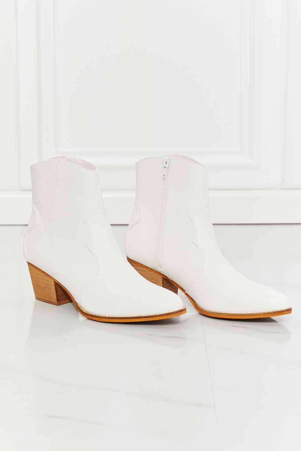 MMShoes Watertower Town Faux Leather Western Ankle Boots in White - shoes - White - Bella Bourget