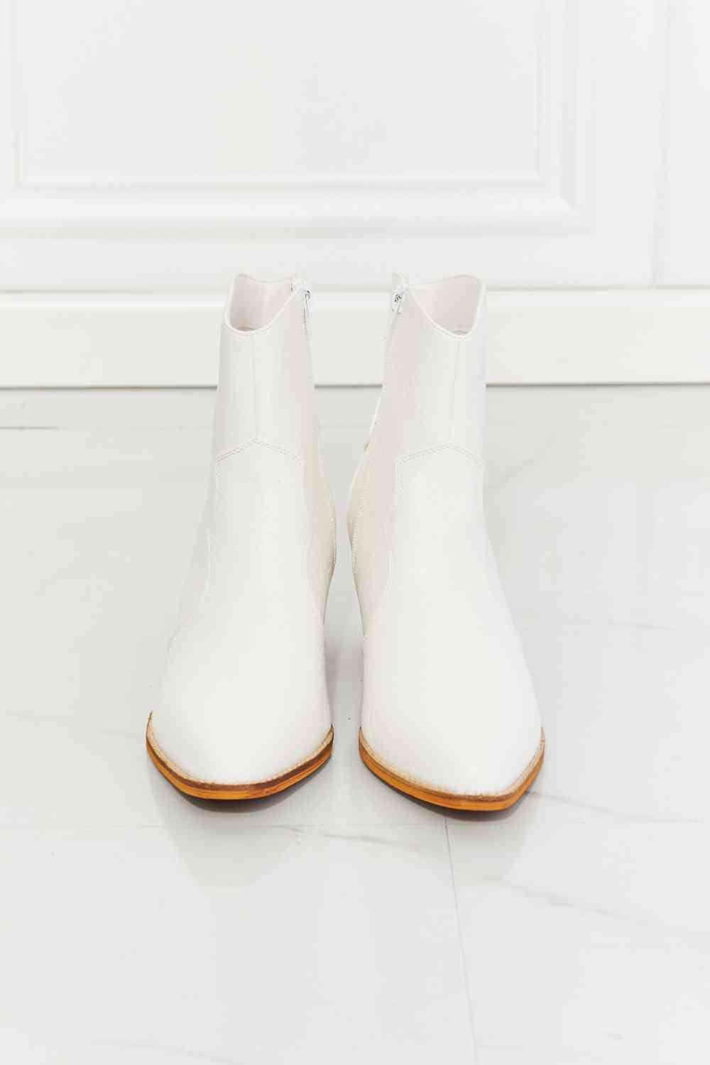 MMShoes Watertower Town Faux Leather Western Ankle Boots in White - shoes - White - Bella Bourget