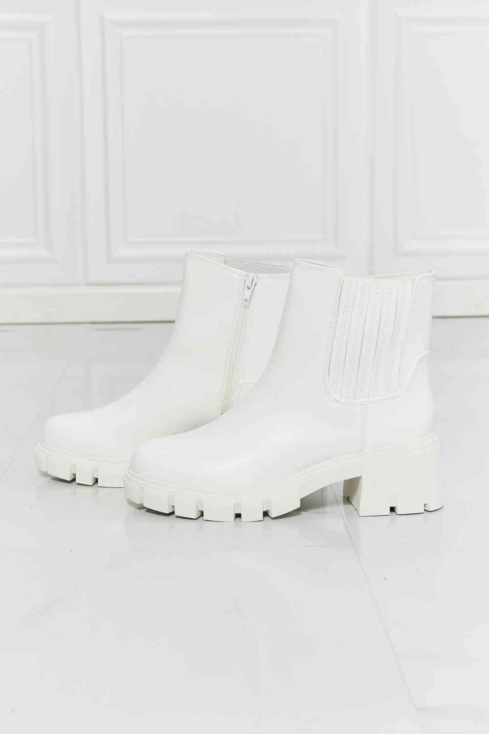 MMShoes What It Takes Lug Sole Chelsea Boots in White - shoes - White - Bella Bourget