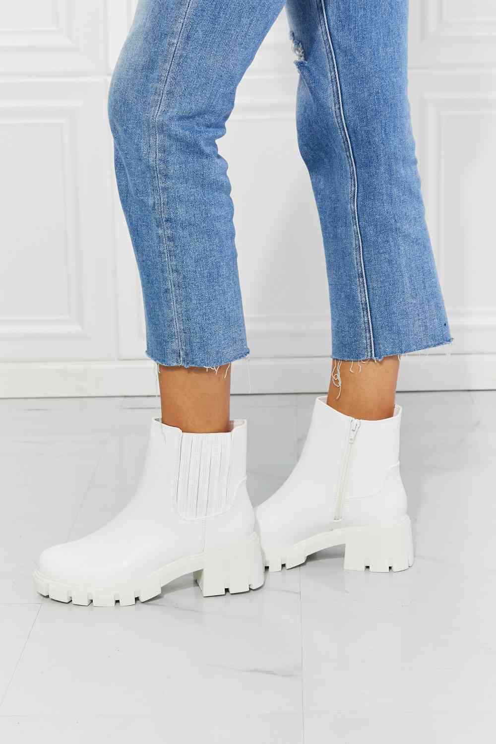 MMShoes What It Takes Lug Sole Chelsea Boots in White - shoes - White - Bella Bourget