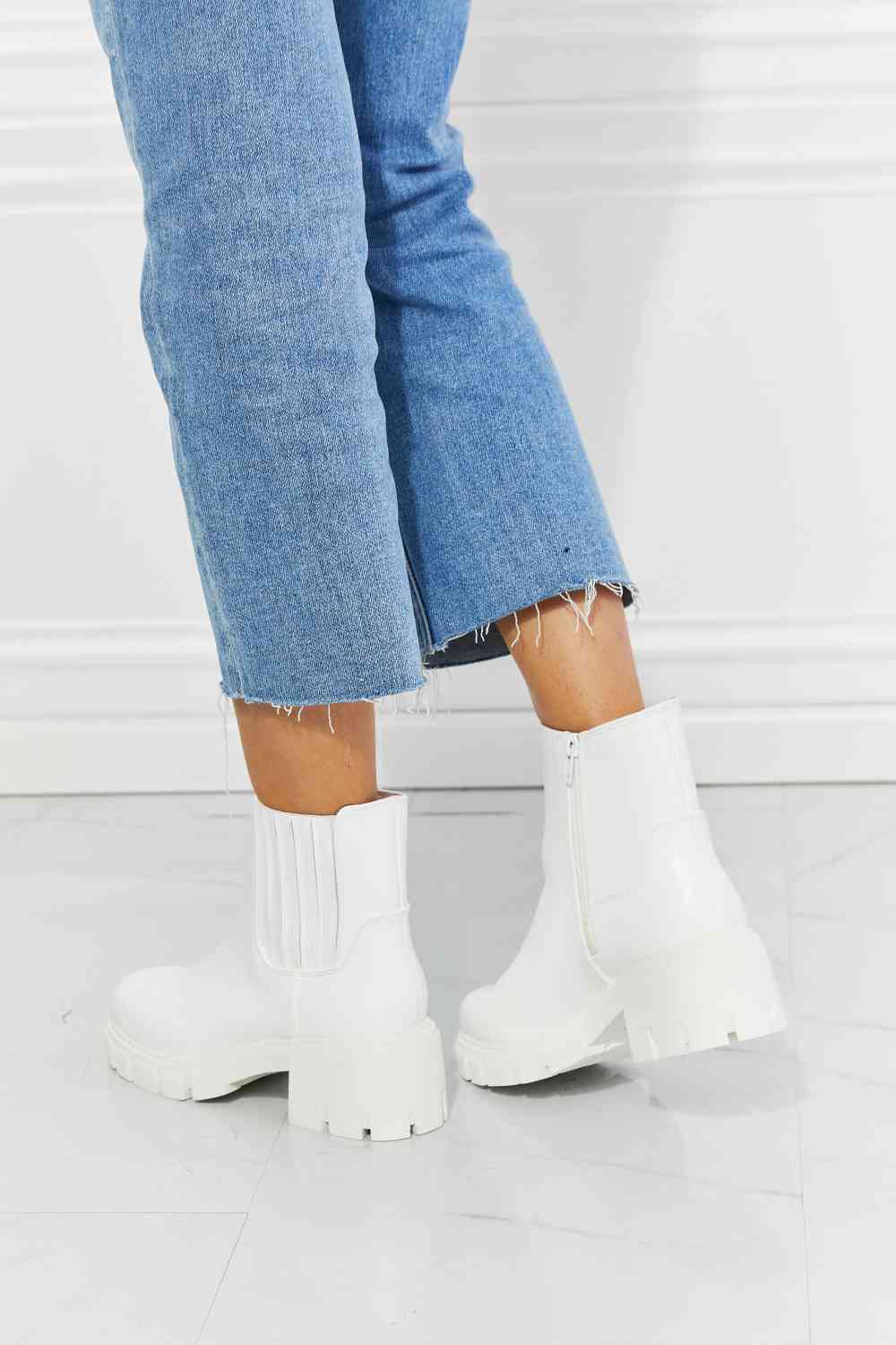 MMShoes What It Takes Lug Sole Chelsea Boots in White - shoes - White - Bella Bourget