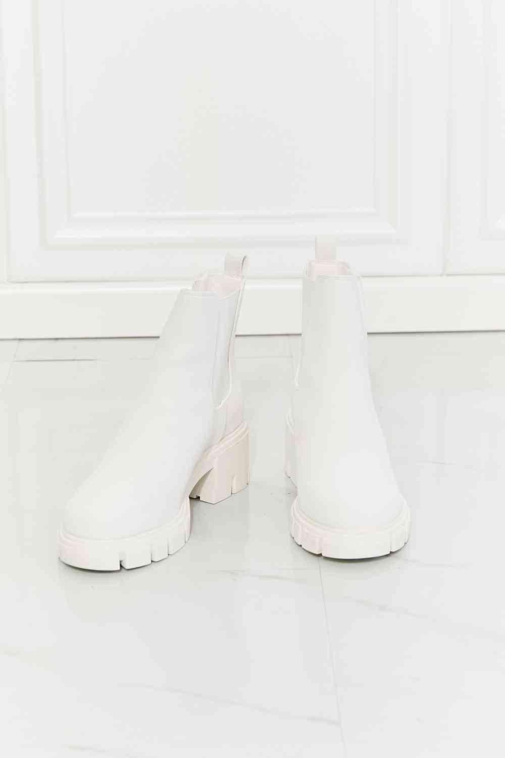 MMShoes Work For It Matte Lug Sole Chelsea Boots in White - shoes - White - Bella Bourget