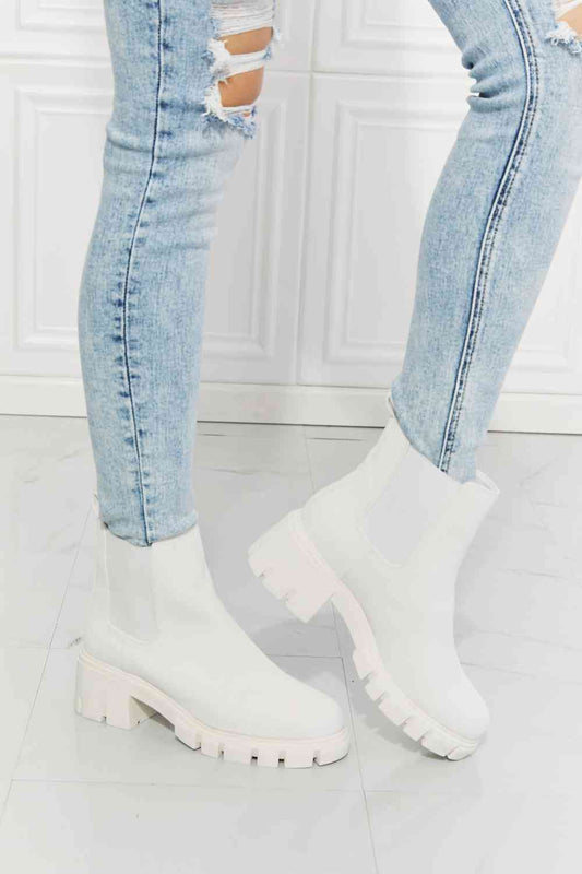 MMShoes Work For It Matte Lug Sole Chelsea Boots in White - shoes - White - Bella Bourget