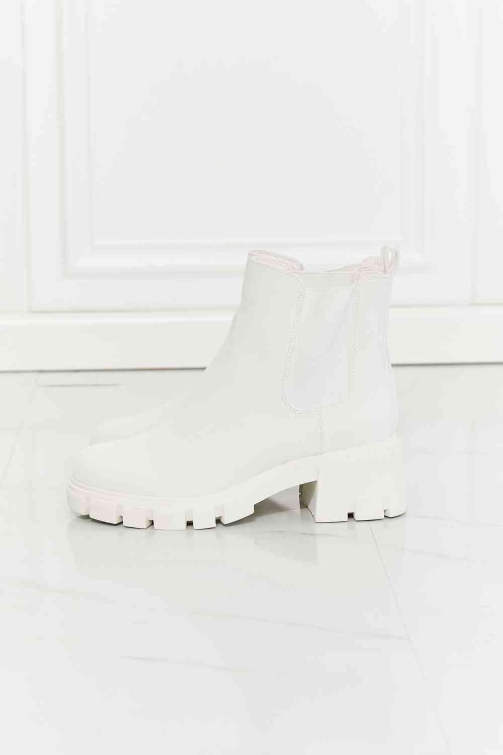 MMShoes Work For It Matte Lug Sole Chelsea Boots in White - shoes - White - Bella Bourget