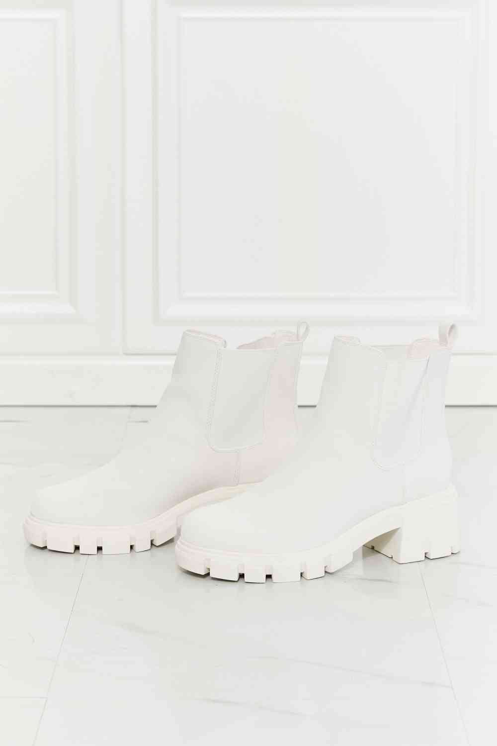 MMShoes Work For It Matte Lug Sole Chelsea Boots in White - shoes - White - Bella Bourget