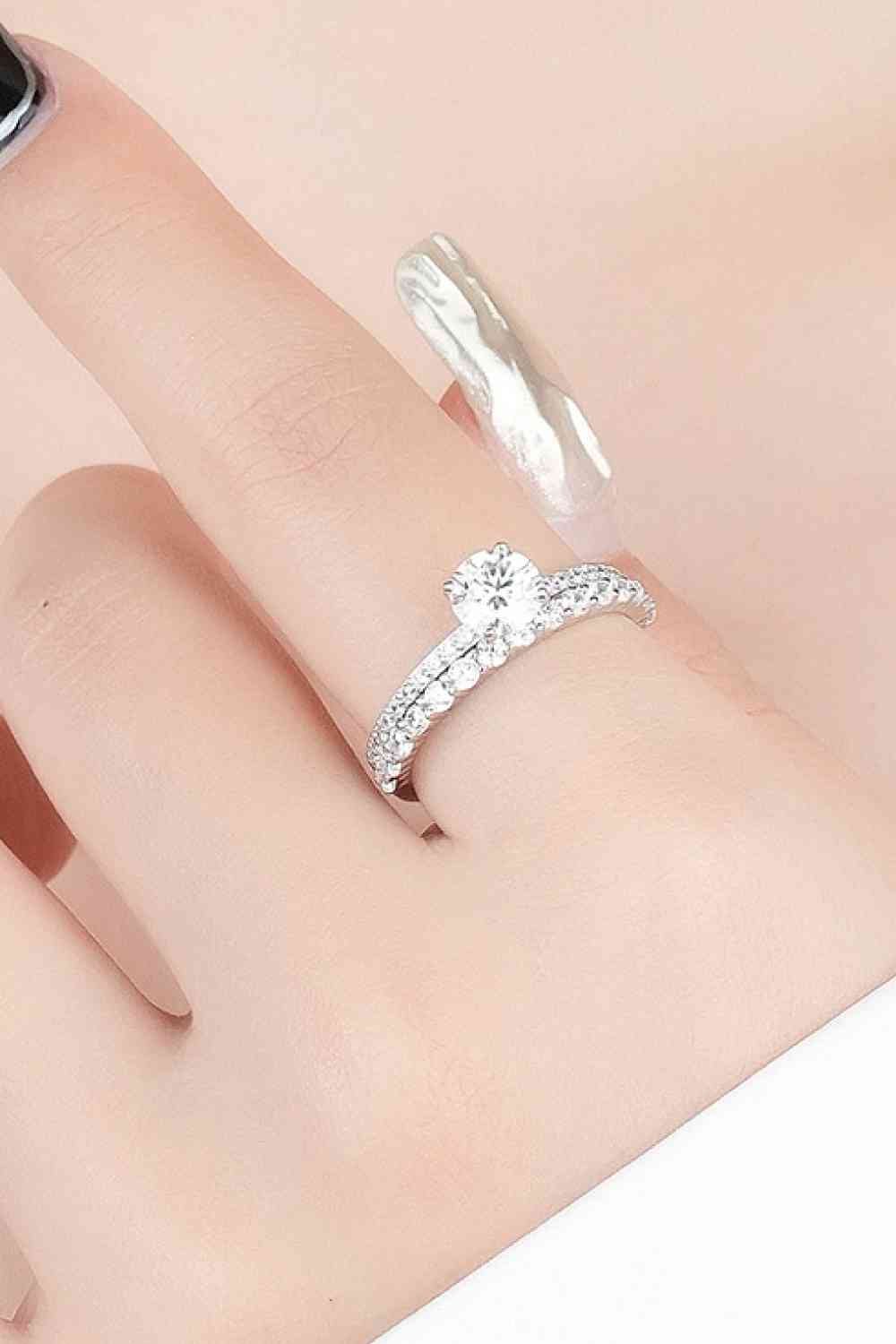 Moissanite 2 - Piece 925 Sterling Silver Ring - Ring - Silver - Bella Bourget