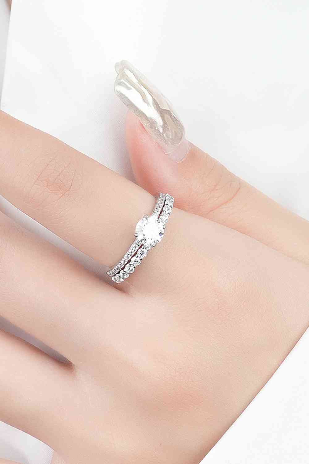 Moissanite 2 - Piece 925 Sterling Silver Ring - Ring - Silver - Bella Bourget