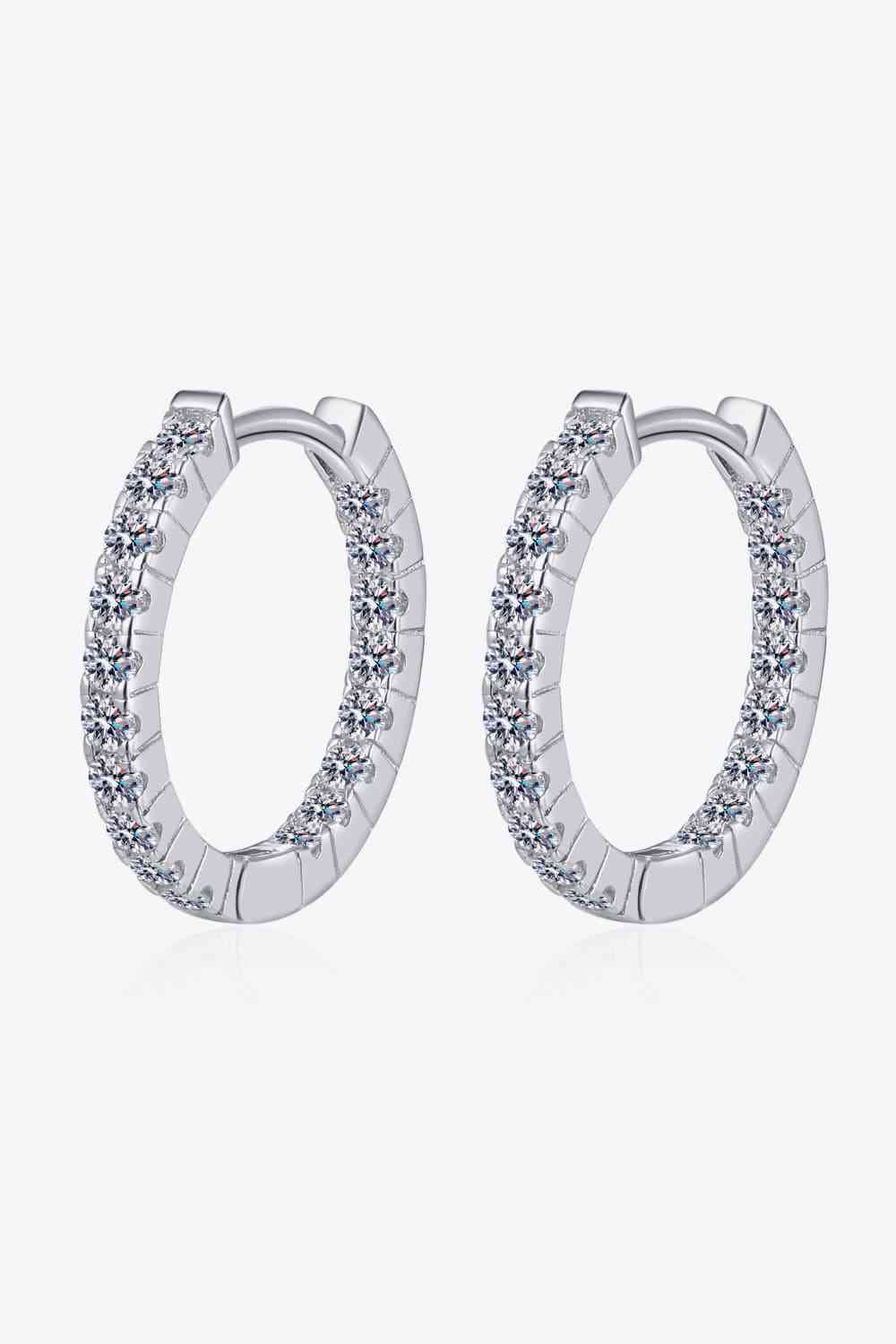 Moissanite 925 Sterling Silver Huggie Earrings - Earrings - Silver - Bella Bourget