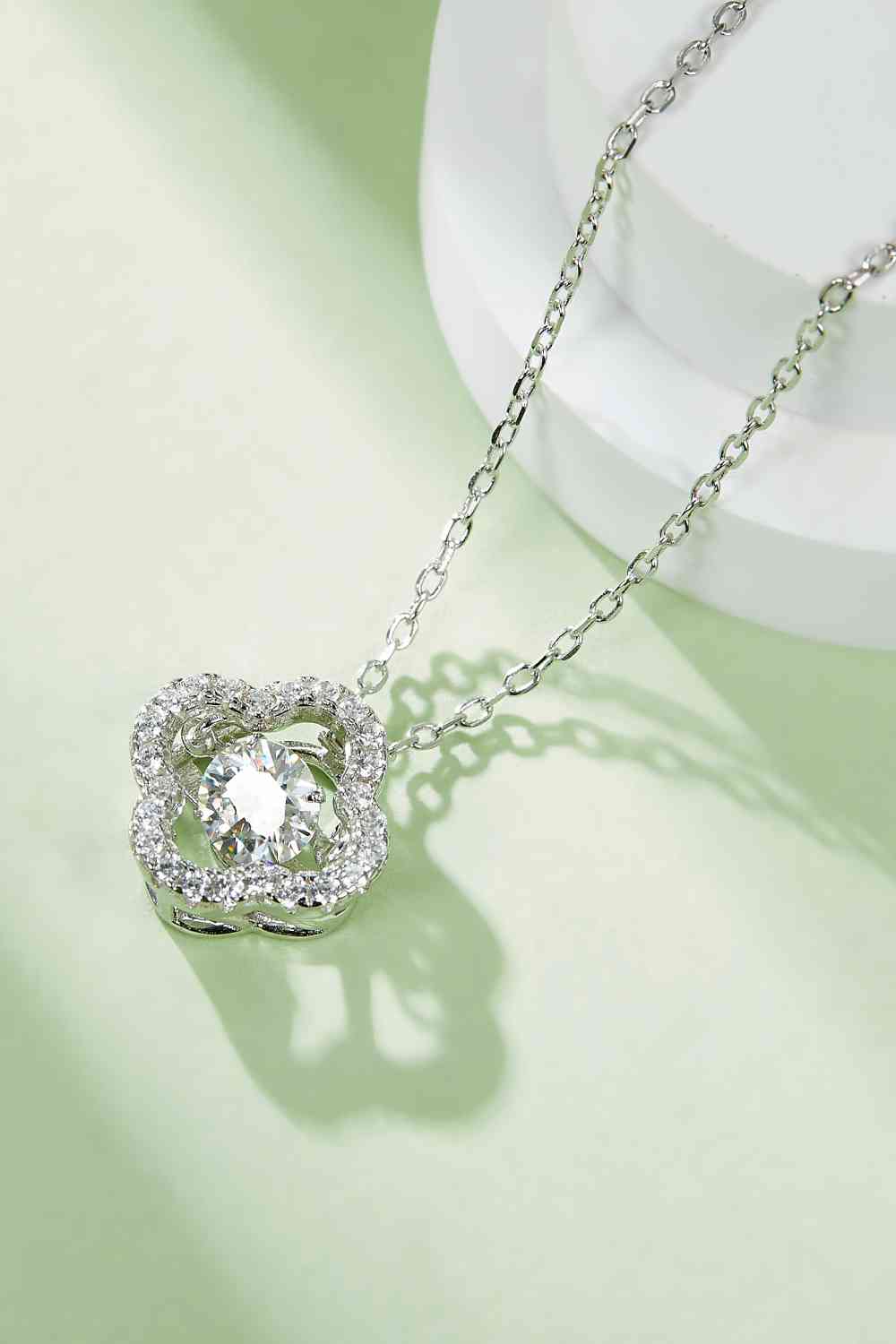 Moissanite Four Leaf Clover Pendant Necklace - necklace - Silver - Bella Bourget