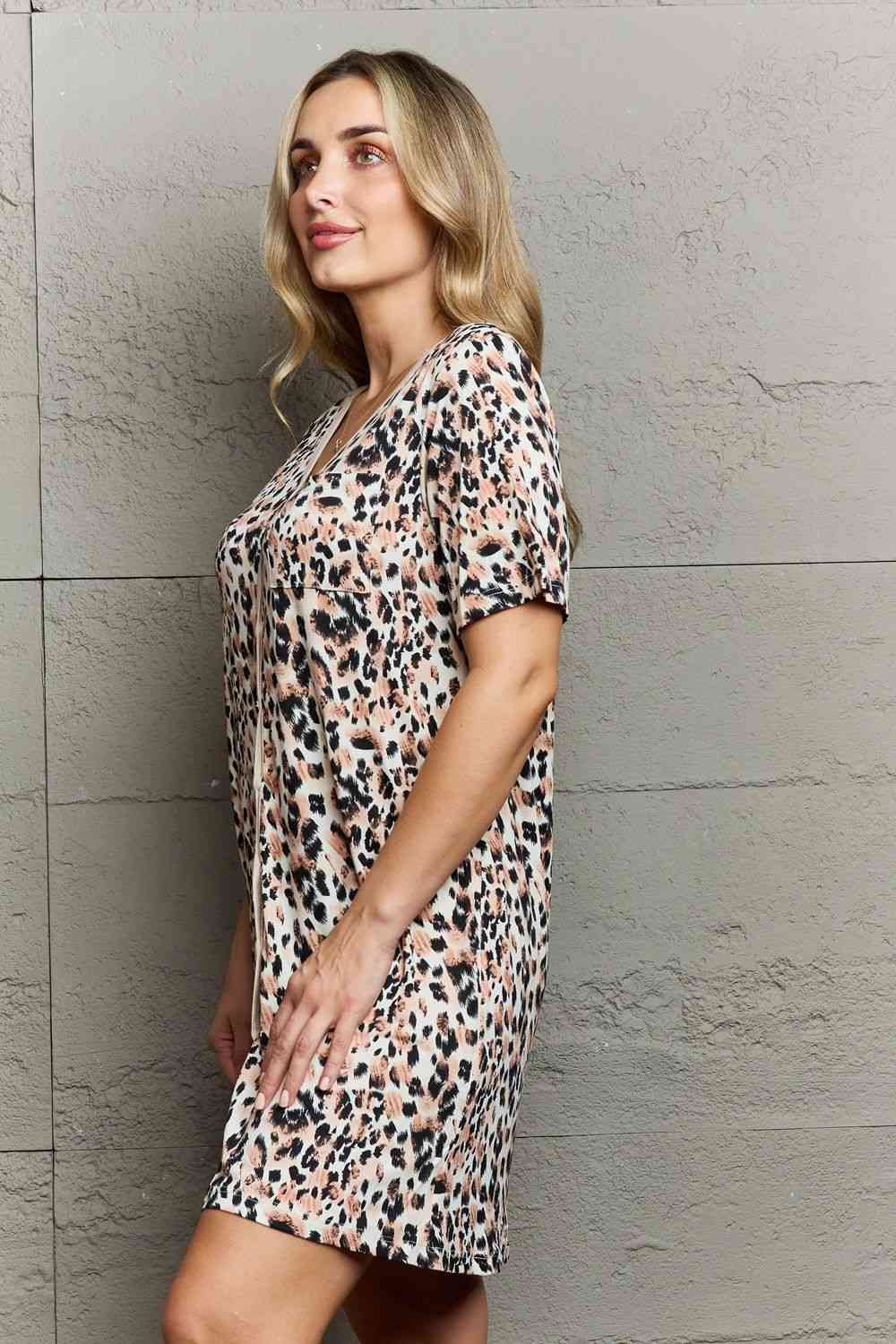 MOON NITE Quilted Quivers Button Down Sleepwear Dress - Dress - Leopard - Bella Bourget