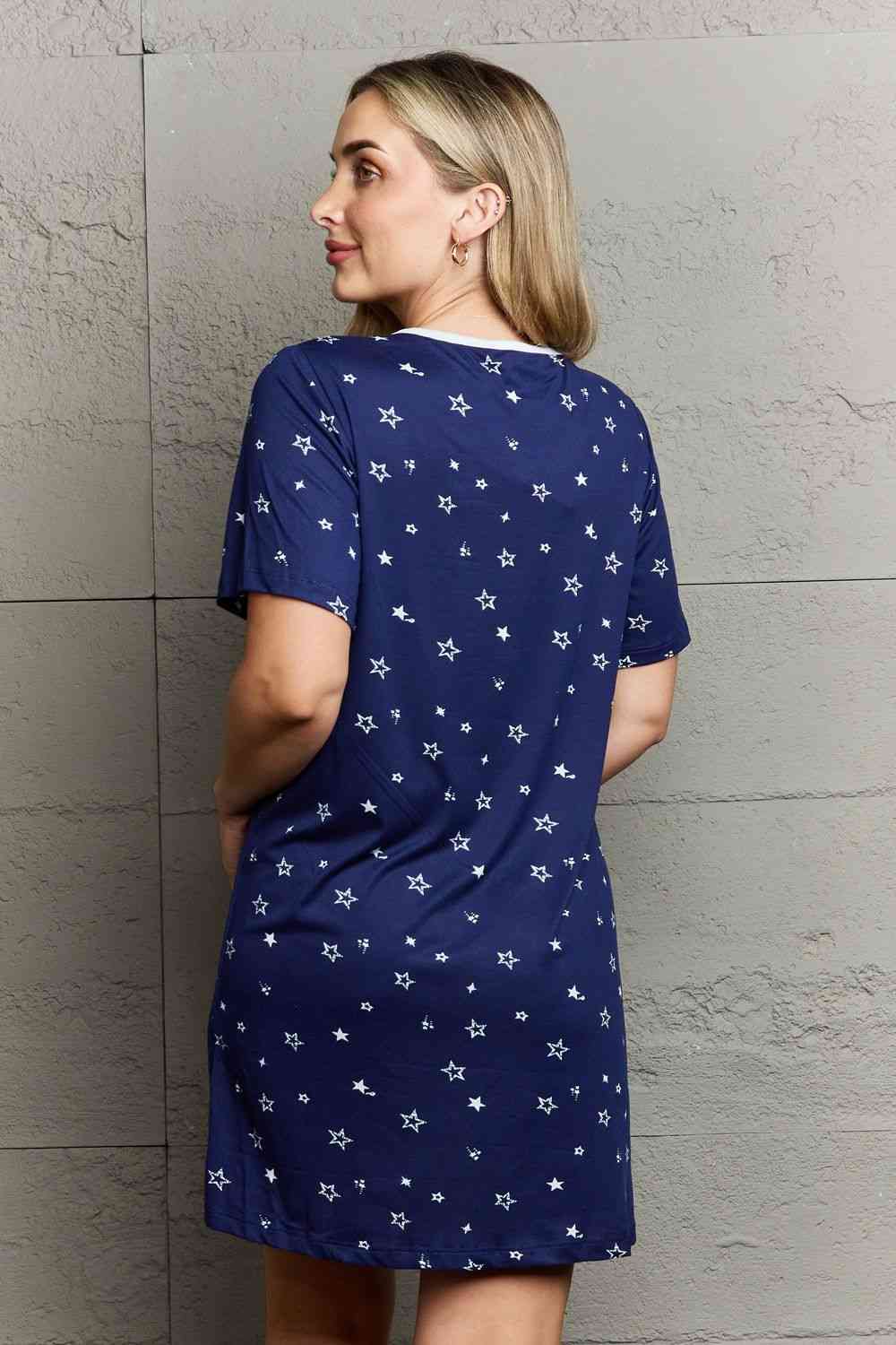 MOON NITE Quilted Quivers Button Down Sleepwear Dress - Dress - Navy - Bella Bourget