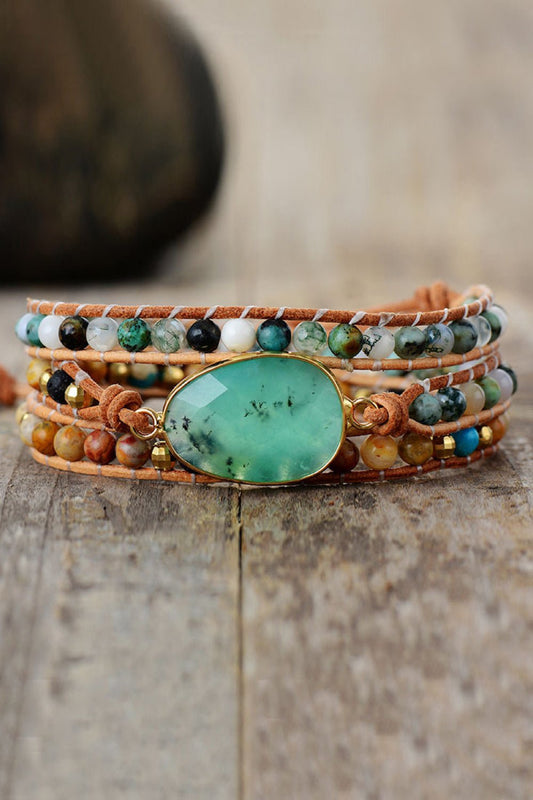 Natural Stone & Agate Layered Bracelet - Bracelets - Gum Leaf - Bella Bourget