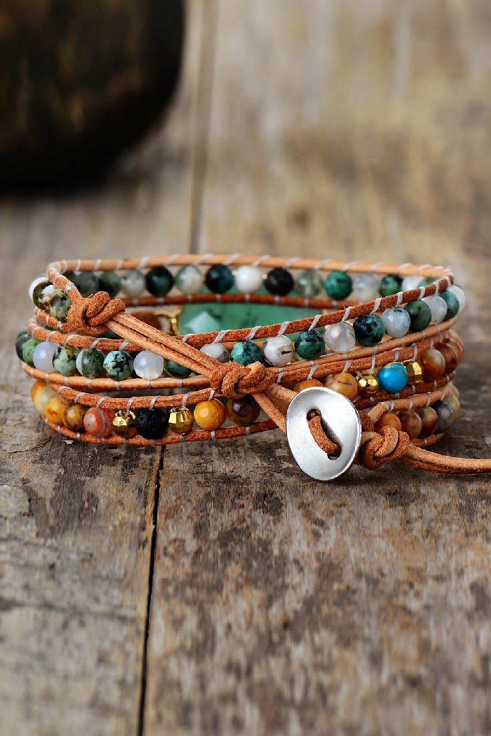 Natural Stone & Agate Layered Bracelet - Bracelets - Gum Leaf - Bella Bourget