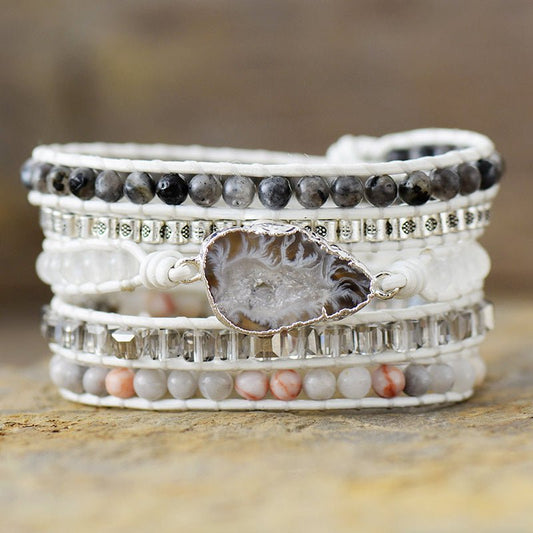 Natural Stone Layered Bracelet - Bracelets - White - Bella Bourget