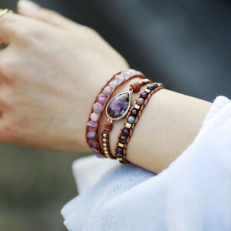 Natural Stone Layered Bracelet - Bracelets - Deep Red - Bella Bourget