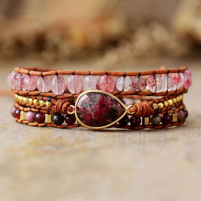 Natural Stone Layered Bracelet - Bracelets - Deep Red - Bella Bourget