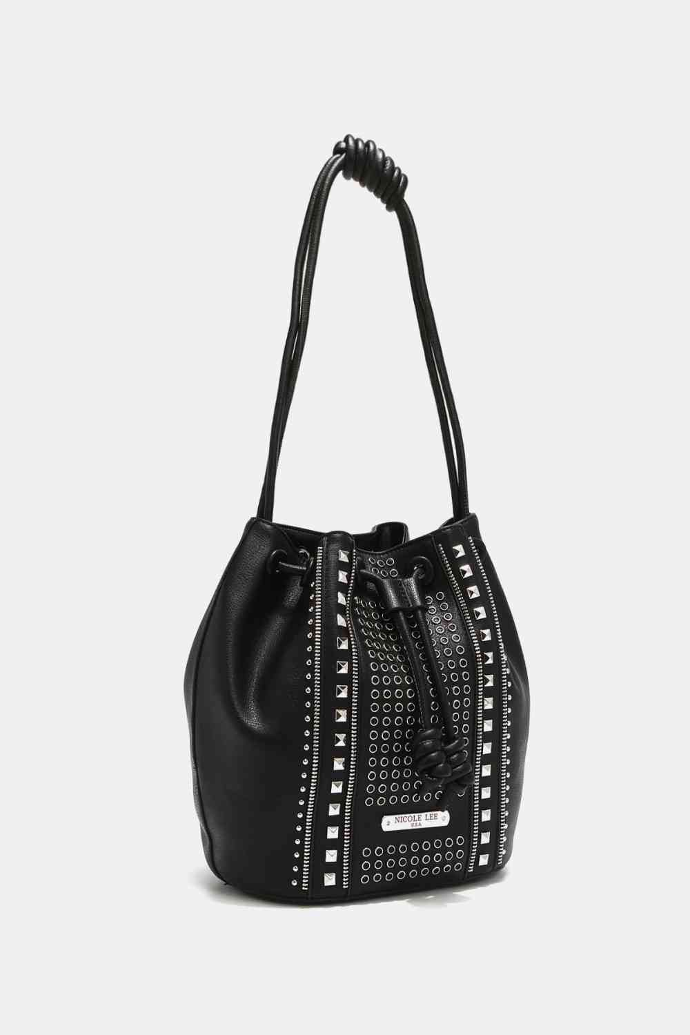 Nicole Lee USA Amy Studded Bucket Bag - bag - Black - Bella Bourget