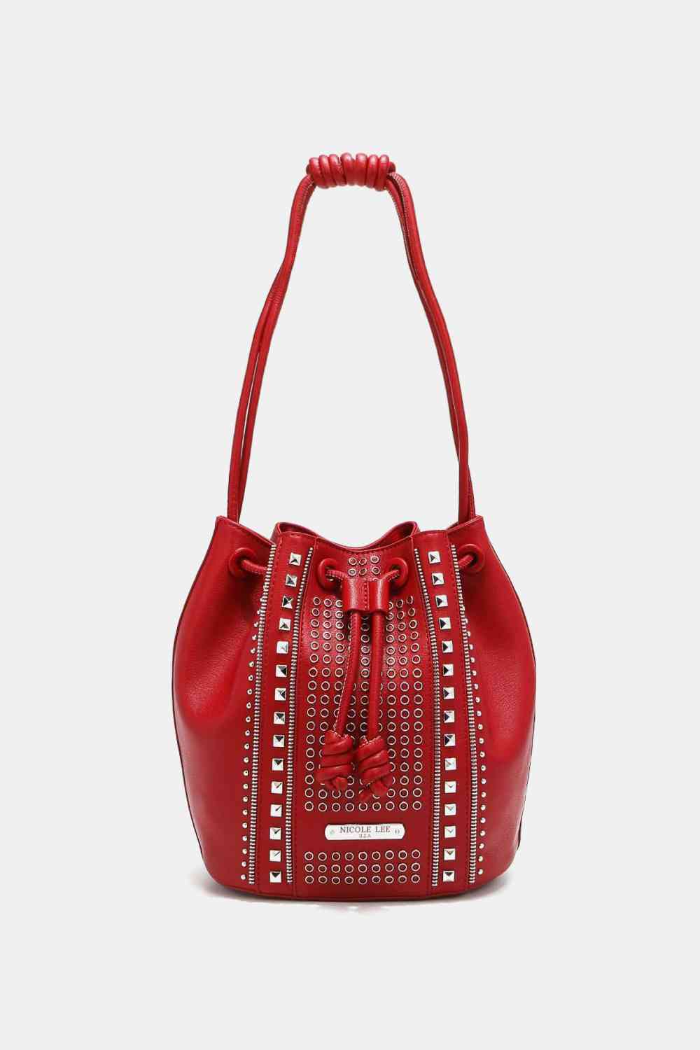 Nicole Lee USA Amy Studded Bucket Bag - bag - Deep Red - Bella Bourget