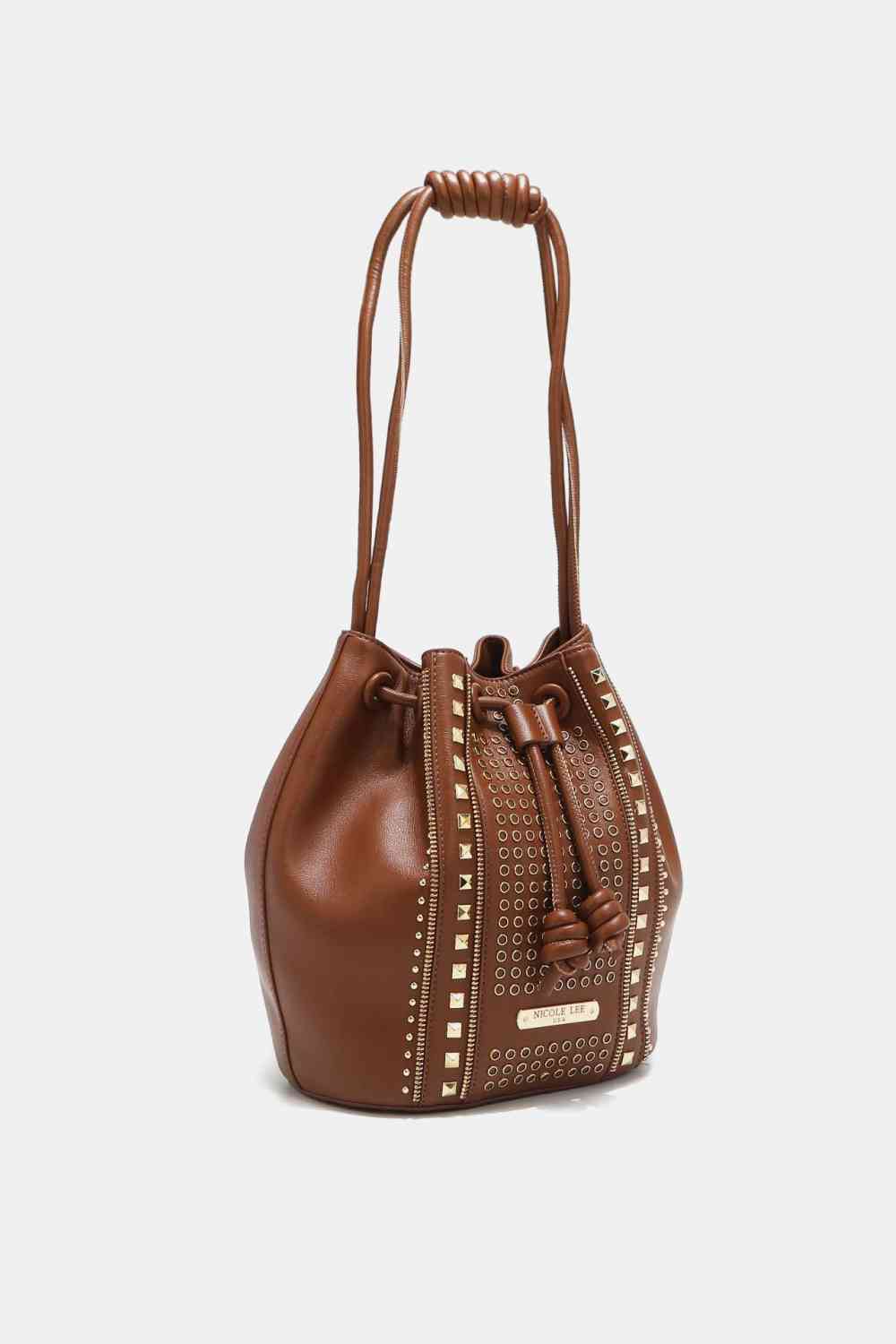 Nicole Lee USA Amy Studded Bucket Bag - bag - Brown - Bella Bourget