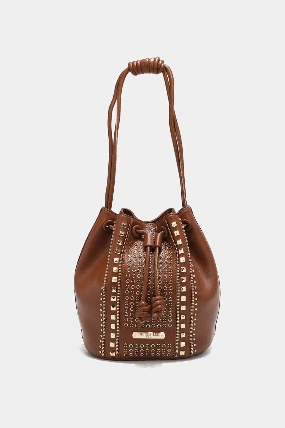 Nicole Lee USA Amy Studded Bucket Bag - bag - Beige - Bella Bourget