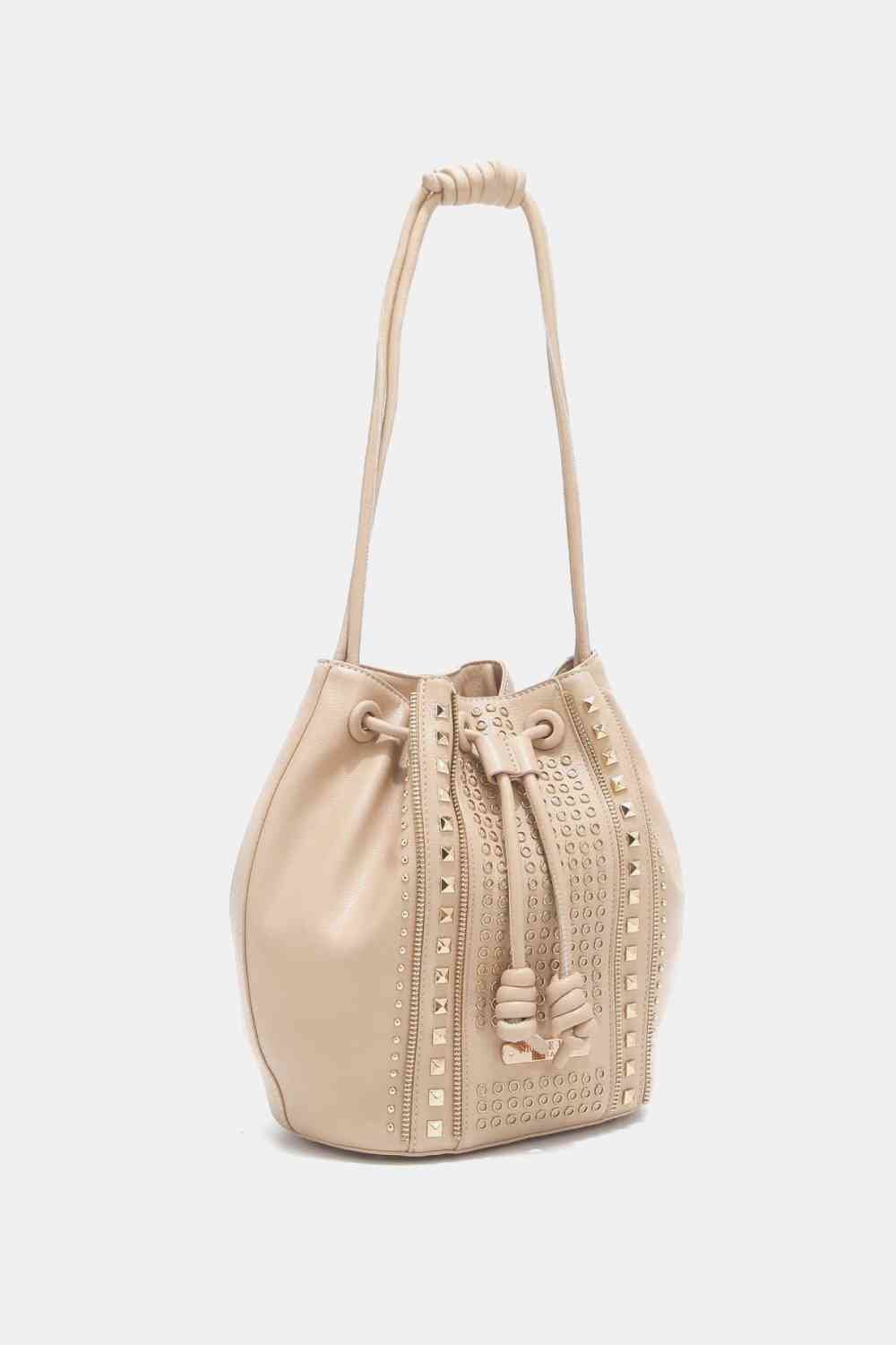 Nicole Lee USA Amy Studded Bucket Bag - bag - Beige - Bella Bourget